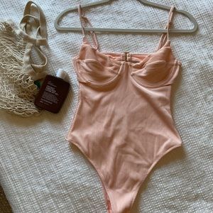 Sarah’s Day high leg peach one piece swimsuit